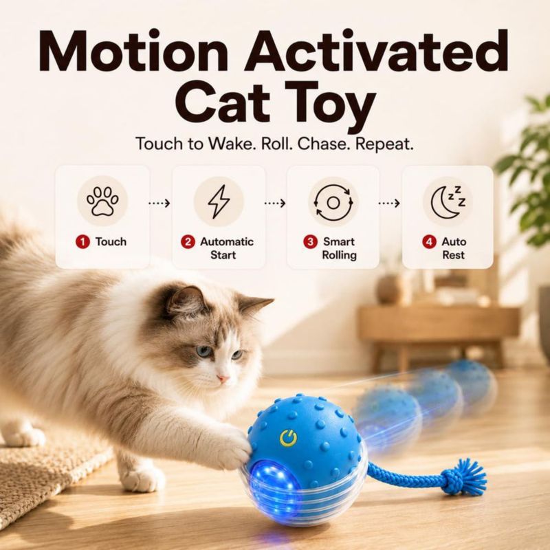 Juguete para Gato Outdoll Interactivo Rodante Activado por Movimiento