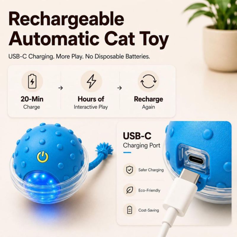 Juguete para Gato Outdoll Interactivo Rodante Activado por Movimiento