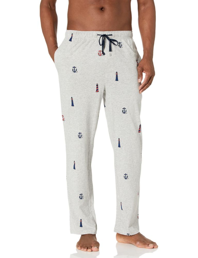 Pantalón de pijama Nautica de algodón cintura elástica gris talla M