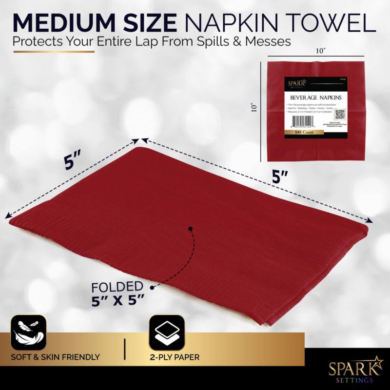 Servilletas Amcrate 100 unidades Burdeos 13x13 cm 2 capas