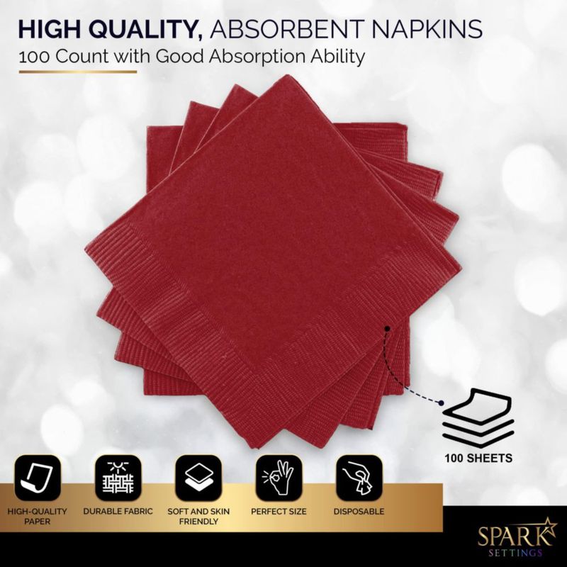 Servilletas Amcrate 100 unidades Burdeos 13x13 cm 2 capas