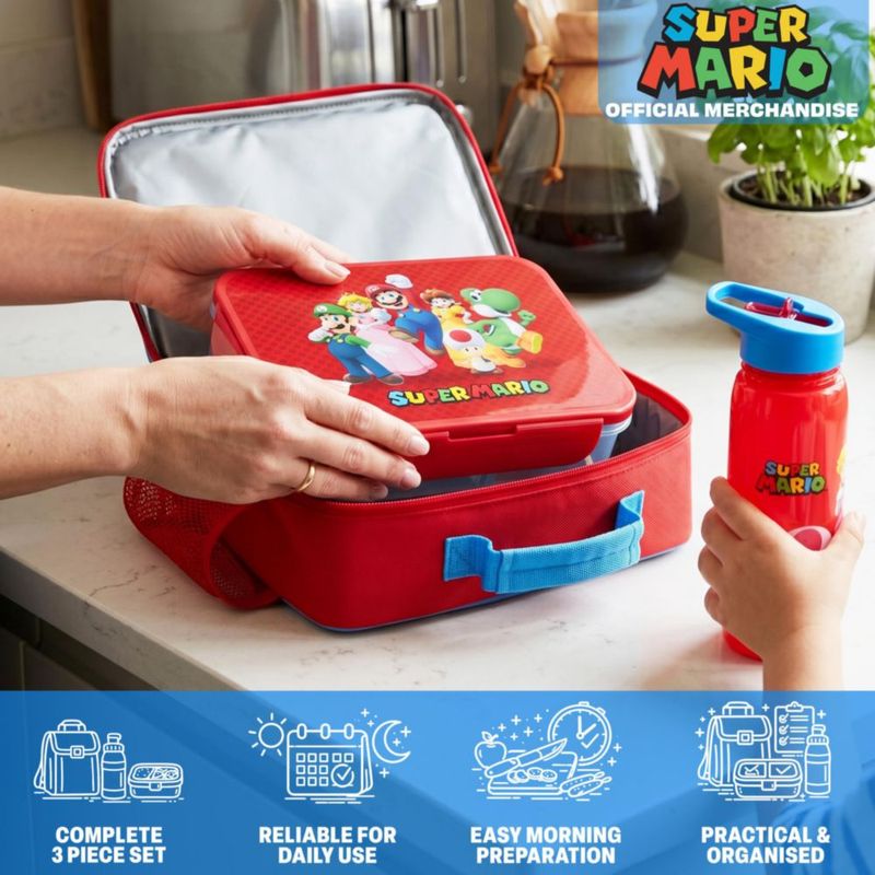 Set de 3 piezas Get Trend: Bolsa de almuerzo Super Mario 640 ml