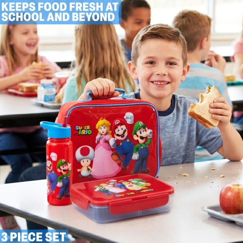 Set de 3 piezas Get Trend: Bolsa de almuerzo Super Mario 640 ml