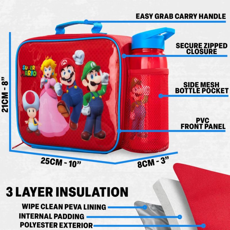 Set de 3 piezas Get Trend: Bolsa de almuerzo Super Mario 640 ml