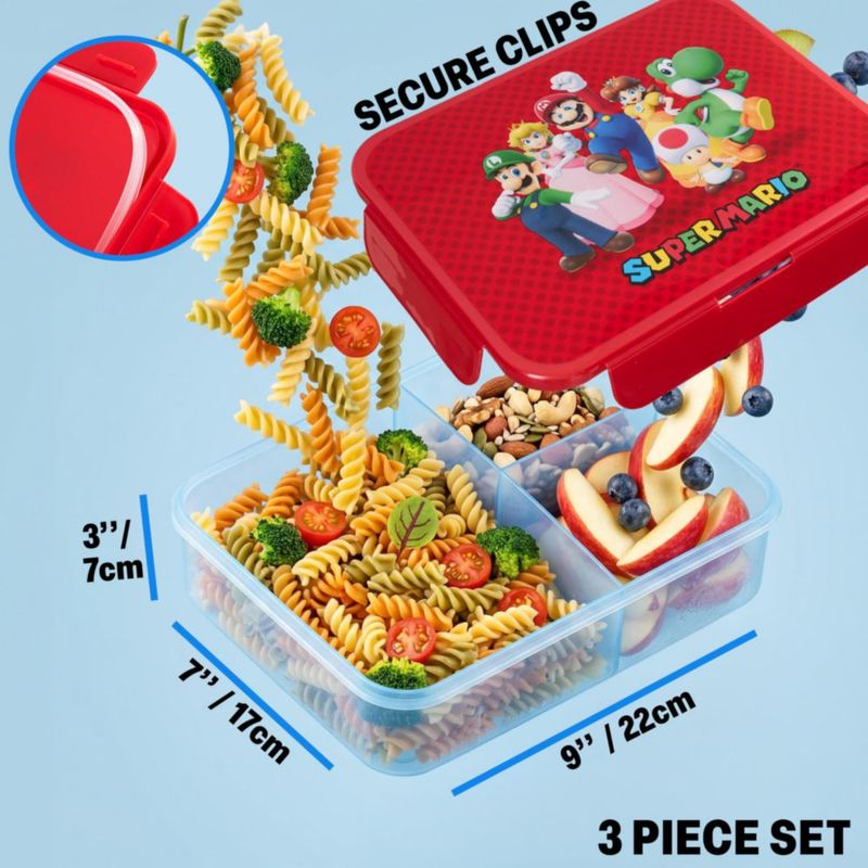 Set de 3 piezas Get Trend: Bolsa de almuerzo Super Mario 640 ml