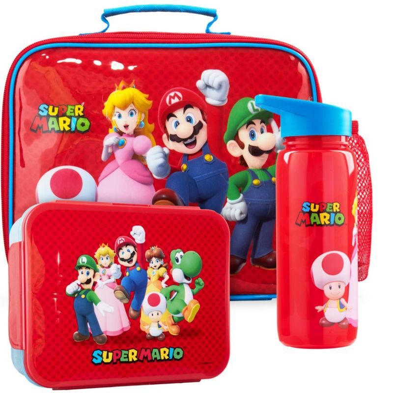 Set de 3 piezas Get Trend: Bolsa de almuerzo Super Mario 640 ml