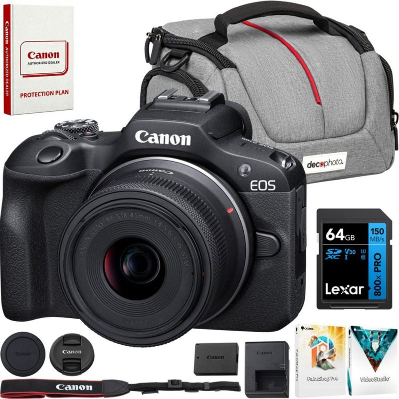 Kit de cámara mirrorless Canon EOS R100 241 MP con video 4K
