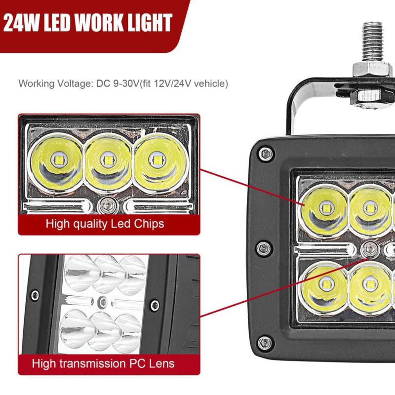 Luz antiniebla Wsays 76 cm 24 W Pack de 4 con conector de cableado