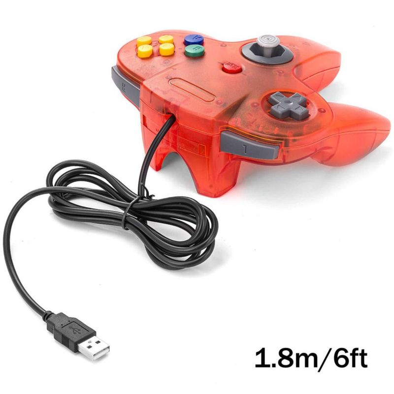 Mando miadore N64 USB con cable – Pack de 2 (verde claro / rojo claro)