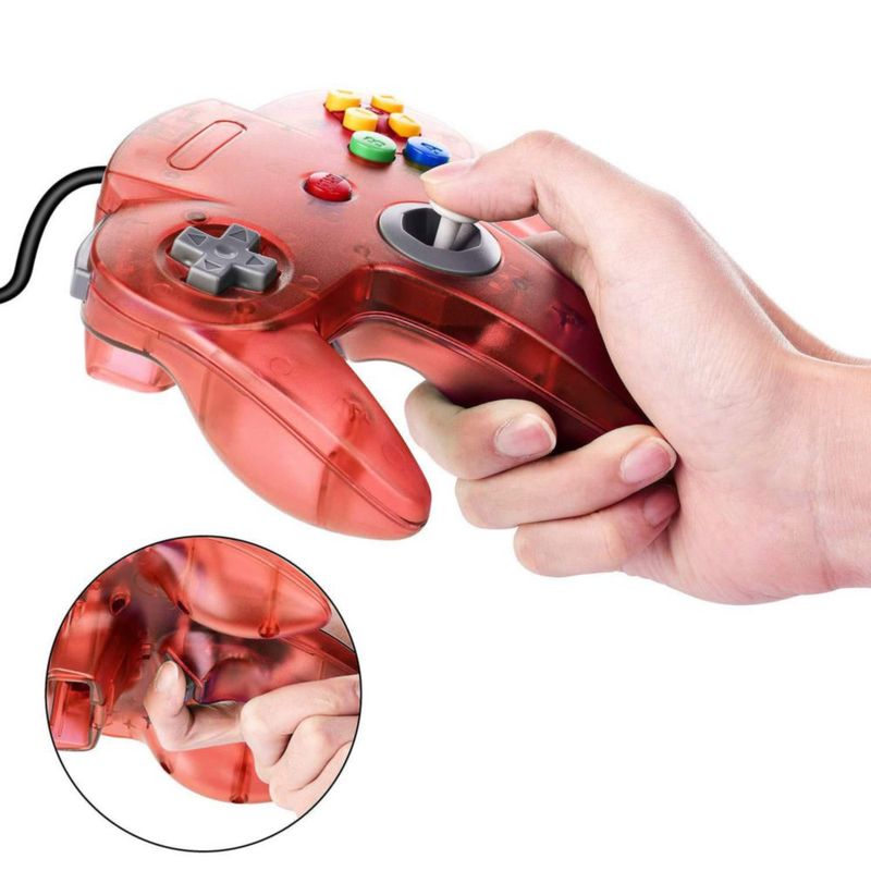 Mando miadore N64 USB con cable – Pack de 2 (verde claro / rojo claro)