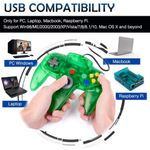 Mando miadore N64 USB con cable – Pack de 2 (verde claro / rojo claro)
