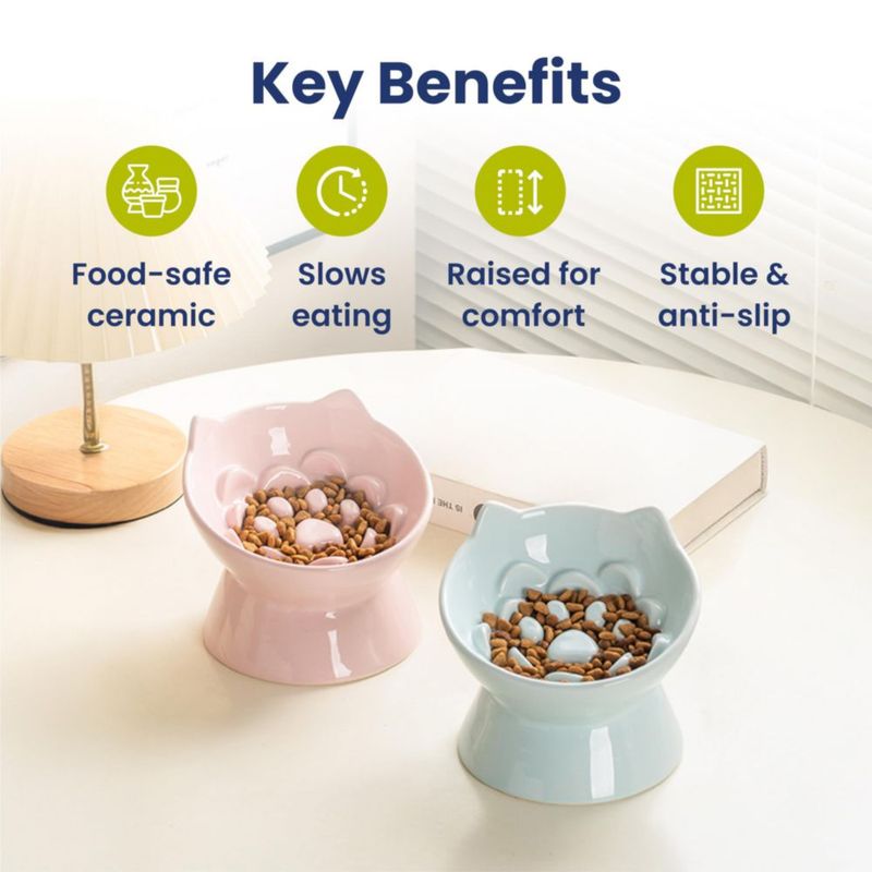 Comedero para Perro PAWSPIK Lynx Cerámico Alimentador Lento Azul Celeste