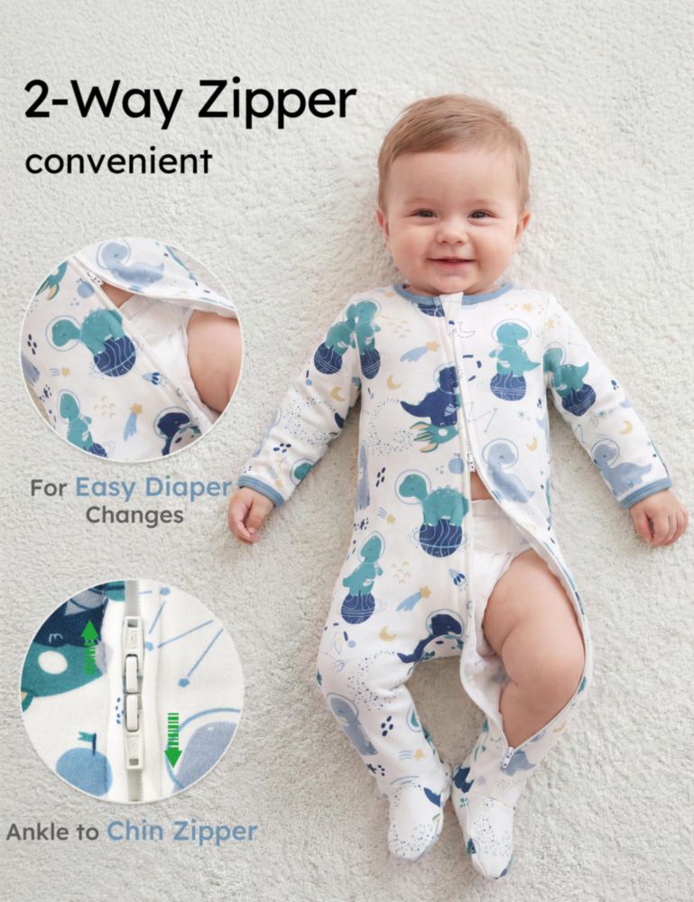 Conjunto de 3 pijamas para bebé Yoofoss de algodón orgánico 0‑3 meses