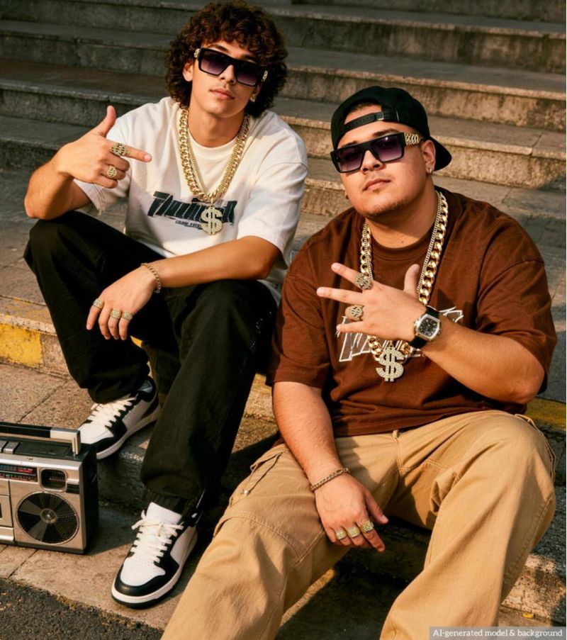 Conjunto de joyería BIAOKS estilo Hip Hop de los 80 y 90