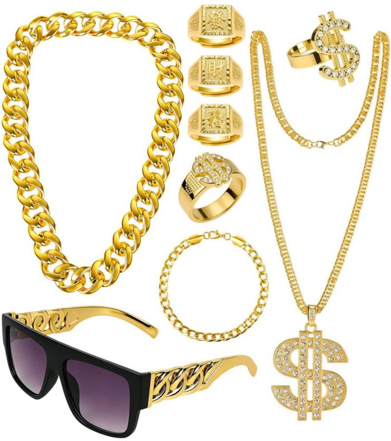 Conjunto de joyería BIAOKS estilo Hip Hop de los 80 y 90