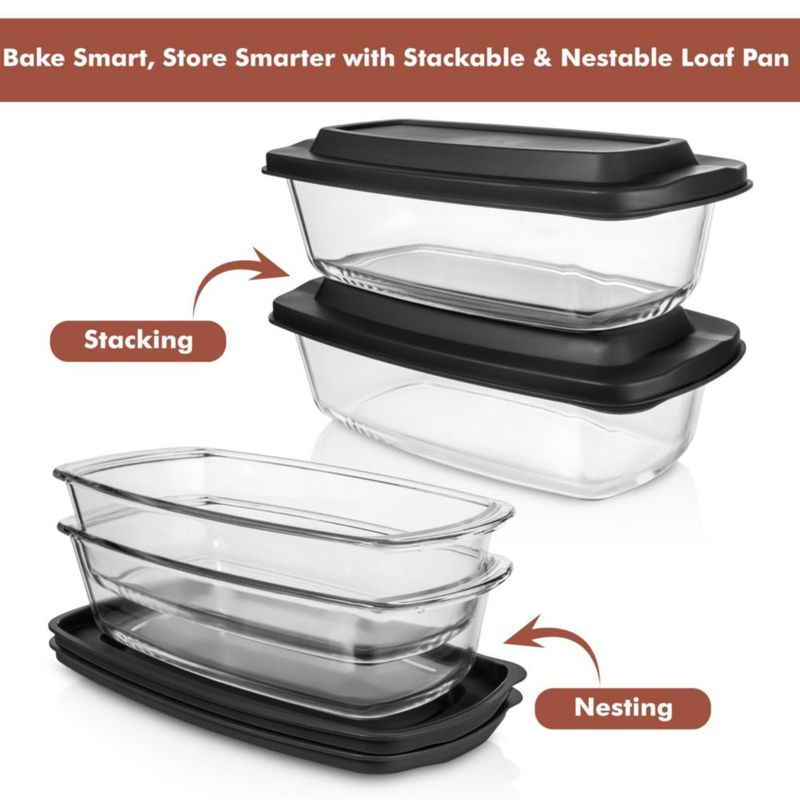 Molde para pan Razab 19 L (paquete de 2) con tapas de vidrio