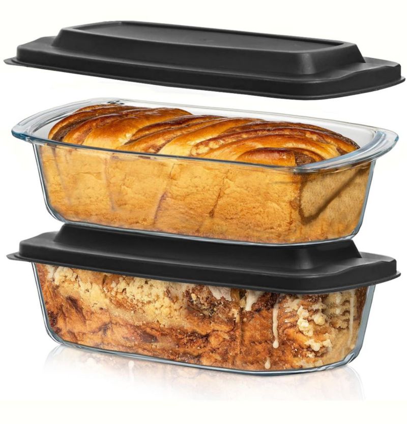 Molde para pan Razab 19 L (paquete de 2) con tapas de vidrio