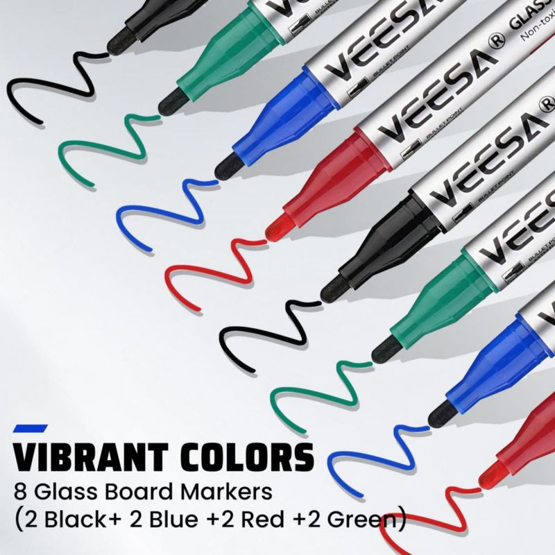 Marcadores para vidrio VEESA 8 unidades colores surtidos punta de bala