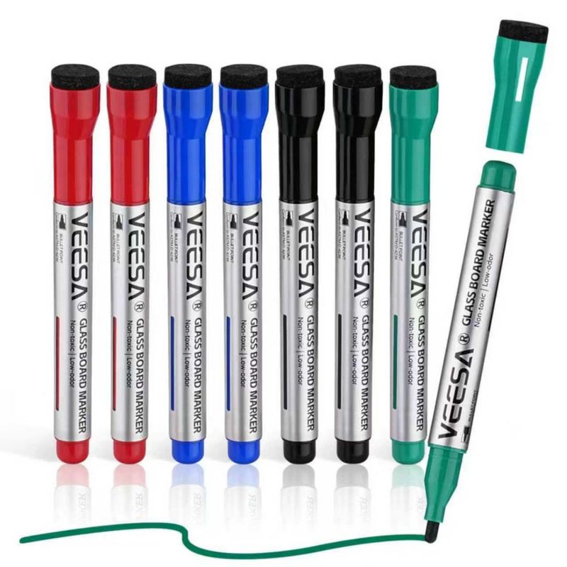 Marcadores para vidrio VEESA 8 unidades colores surtidos punta de bala