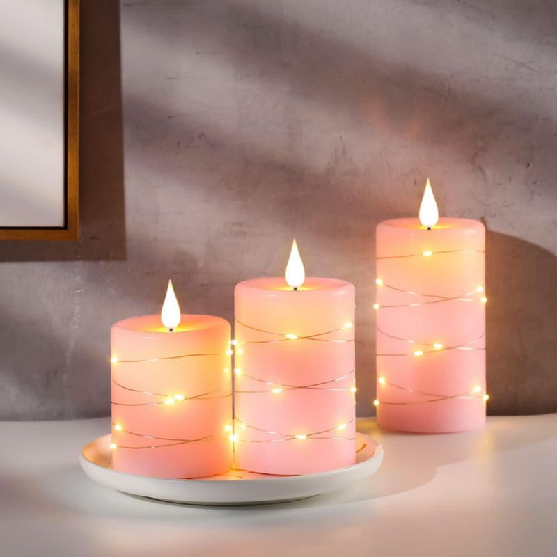 Velas sin llama Da by con guirnalda de luces LED parpadeantes