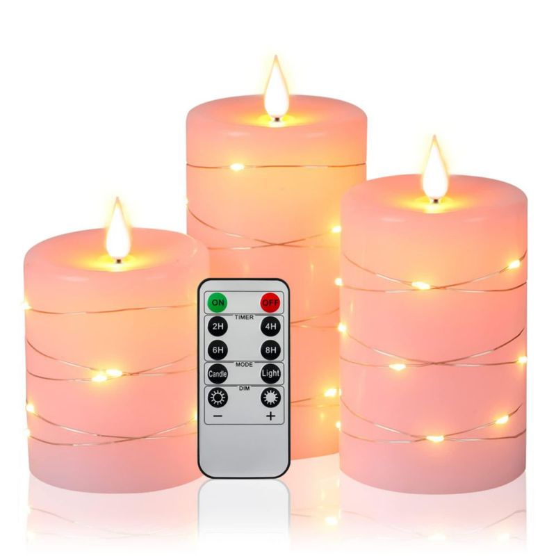 Velas sin llama Da by con guirnalda de luces LED parpadeantes