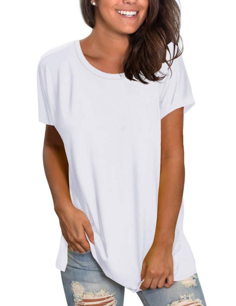 Camiseta Saloogoe blanca para mujer XL de manga corta y corte holgado