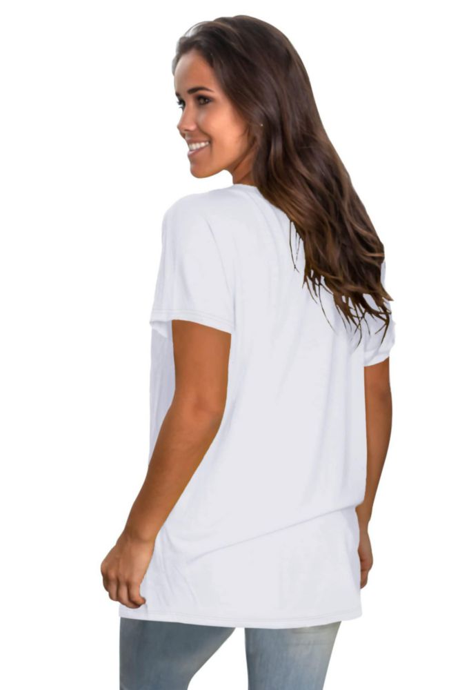 Camiseta Saloogoe blanca para mujer XL de manga corta y corte holgado