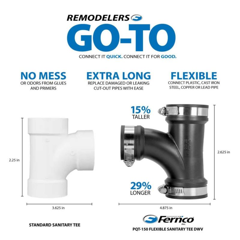 Codo en T flexible de reparación PVC Fernco 38 mm - 1 unidad