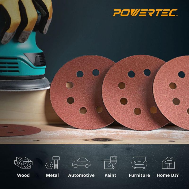 Discos de lija POWERTEC 13 cm 40 de grano paquete de 25