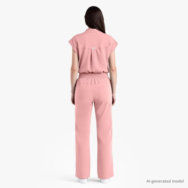 Conjunto de uniforme médico Dvoliaw para mujer 9 bolsillos y cintura tipo yoga