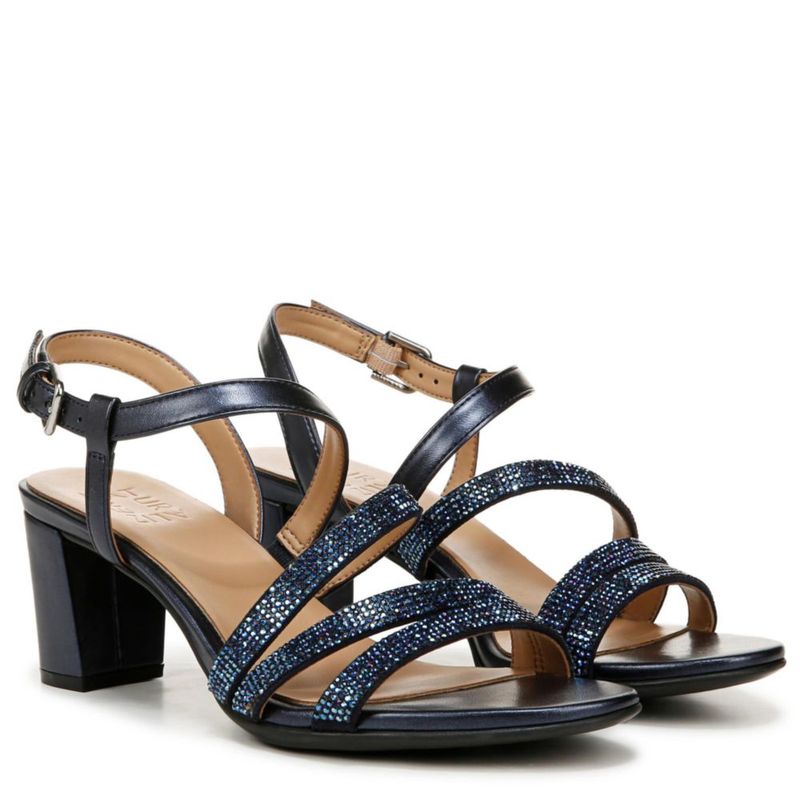 Sandalia Naturalizer Bridget4 de Tacón Bloque 6 cm Azul Marino Francés con Pedrería