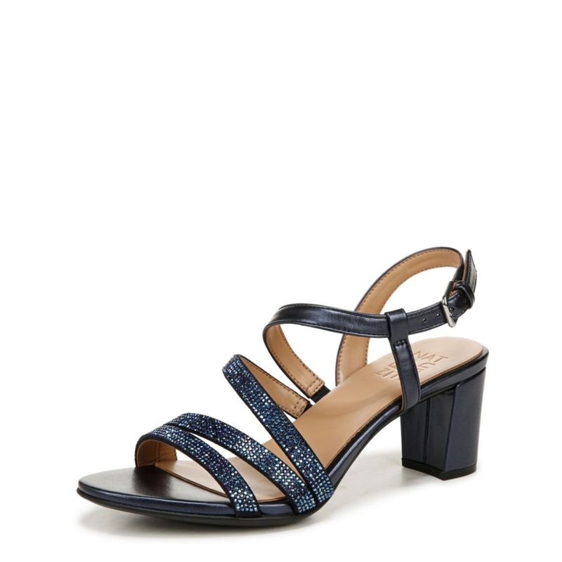 Sandalia Naturalizer Bridget4 de Tacón Bloque 6 cm Azul Marino Francés con Pedrería