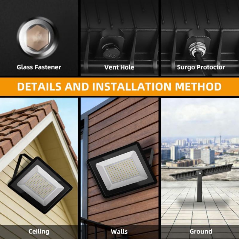 Luz de inundación Onkavox 300W (2 unidades) IP66 impermeable 5000K