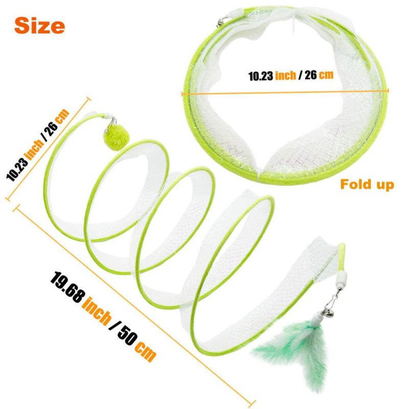 Túnel para Gato CATENEED Plegable Verde con 5 Juguetes