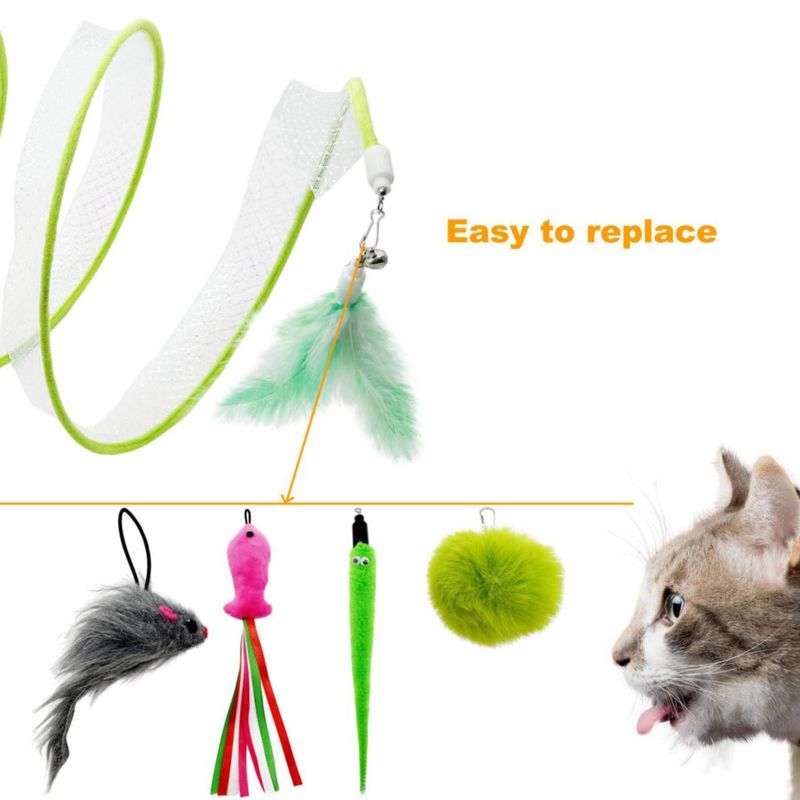 Túnel para Gato CATENEED Plegable Verde con 5 Juguetes