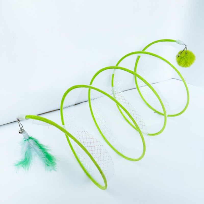 Túnel para Gato CATENEED Plegable Verde con 5 Juguetes