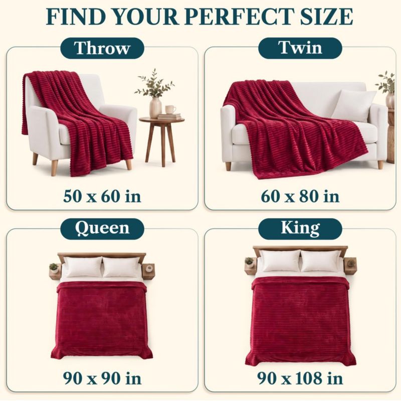 Manta PAVILIA de Forro Polar 152x127 cm Color Vino Suave y Ligera