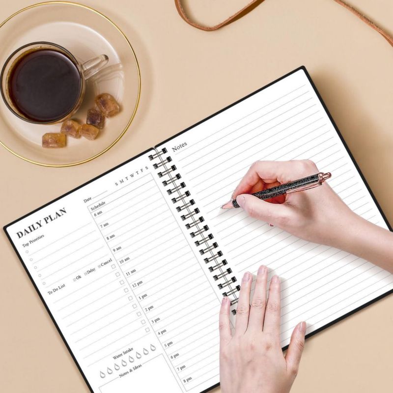 Agenda diaria de espiral negra Heveboik A5 148 cm