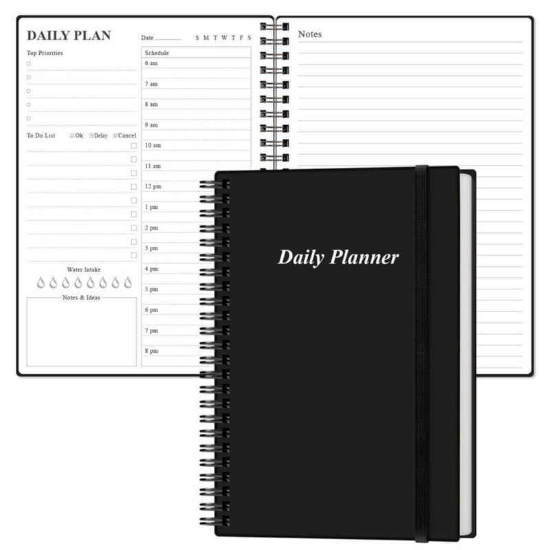 Agenda diaria de espiral negra Heveboik A5 148 cm
