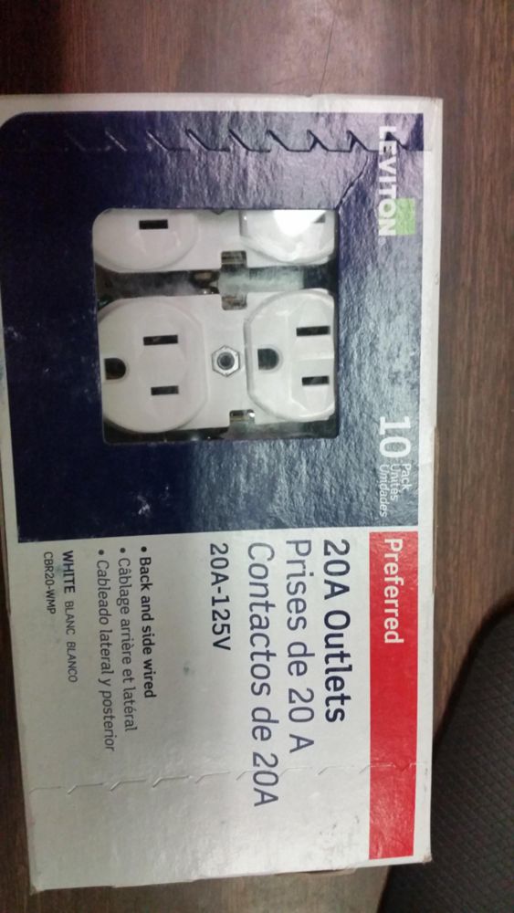 Outlet Leviton 20 A 125 V blanco dúplex paquete de 10