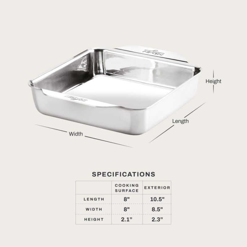 Molde cuadrado para hornear All-Clad de 20 cm acero inoxidable de triple capa