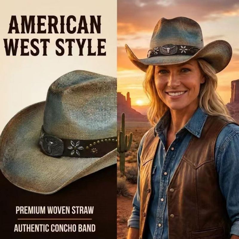 Sombrero YOUBADU talla única azul denim de paja estilo vaquero/vaquera