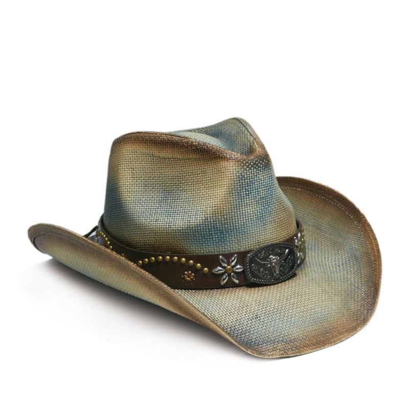 Sombrero YOUBADU talla única azul denim de paja estilo vaquero/vaquera