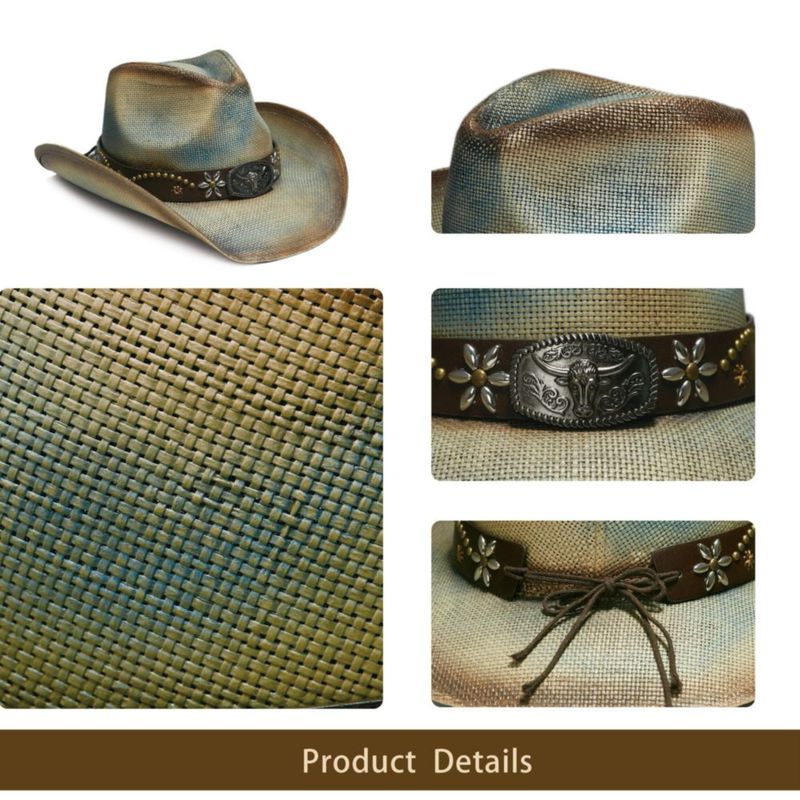 Sombrero YOUBADU talla única azul denim de paja estilo vaquero/vaquera