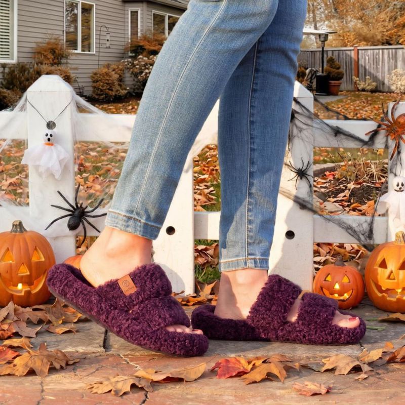 Pantufla EverFoams Mujer 5‑6 US Violeta Ciruela de Felpa