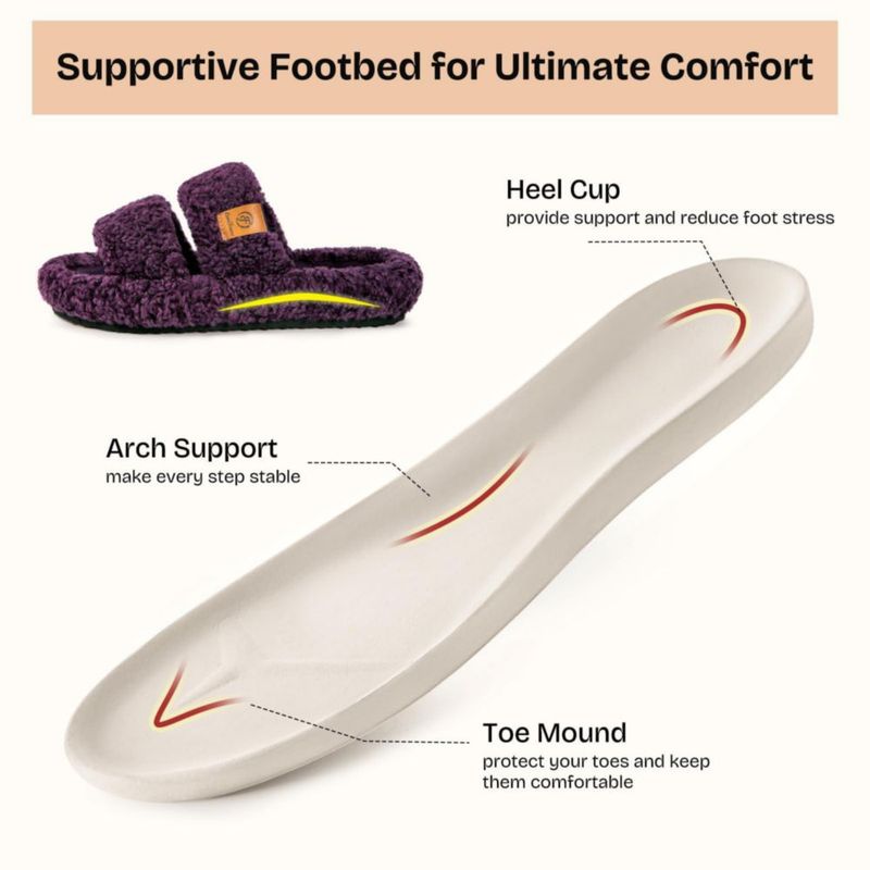 Pantufla EverFoams Mujer 5‑6 US Violeta Ciruela de Felpa