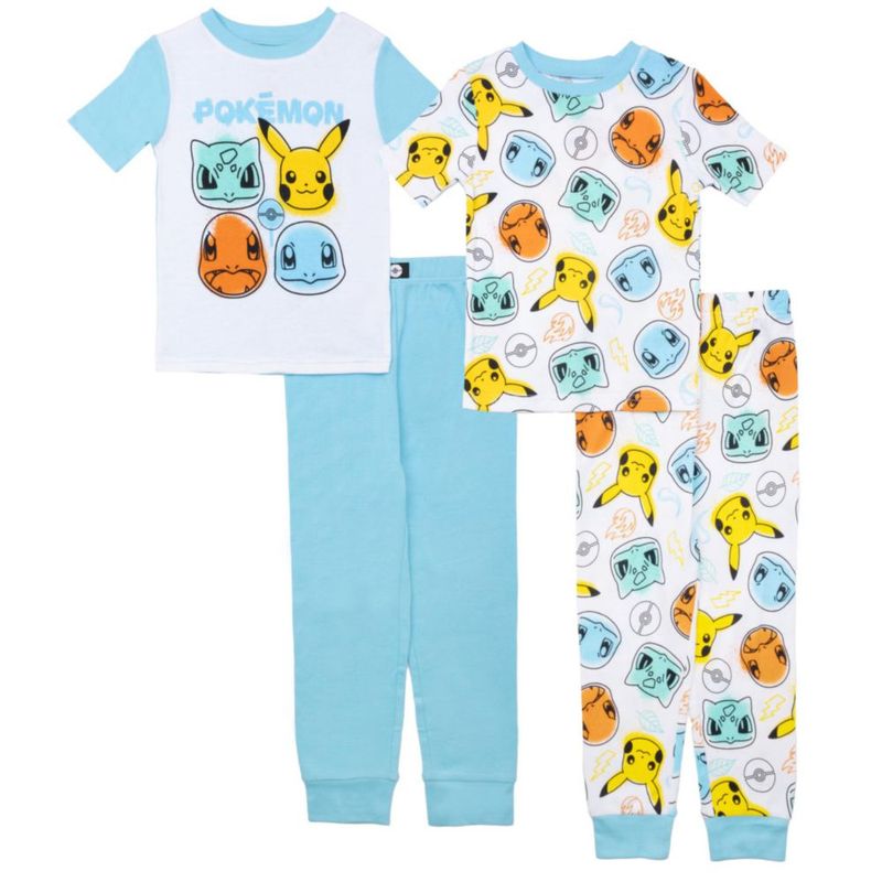 Pijamas Pokémon 8 Algodón – Conjunto de 4 Piezas Ajuste Ceñido