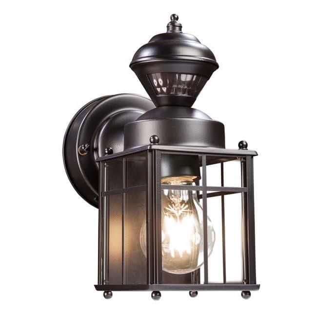 Farol eléctrico GLOBE-ELECTRIC Franklin negro mate con sensor de movimiento