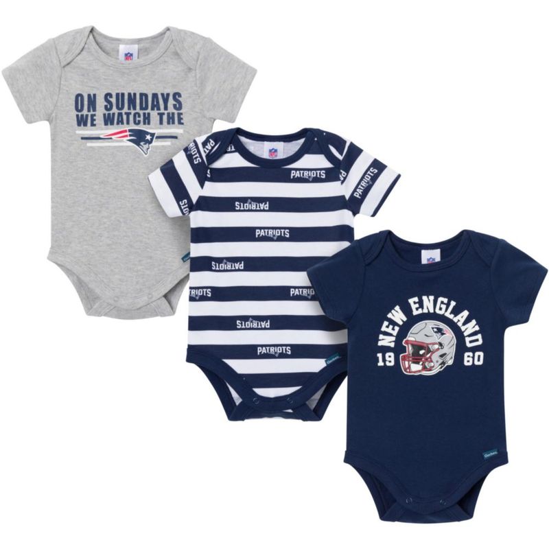 Body Gerber para bebé niño NFL pack de 3 Patriots 0‑3 meses