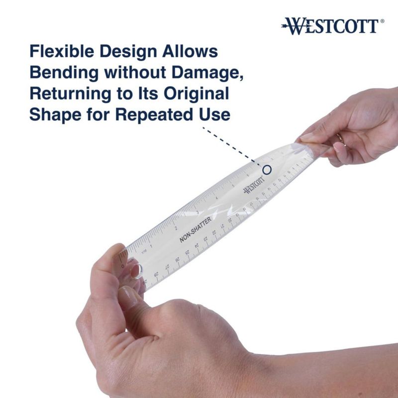 Regla Westcott 30 cm Flexible a Prueba de Rotura - Pack de 4